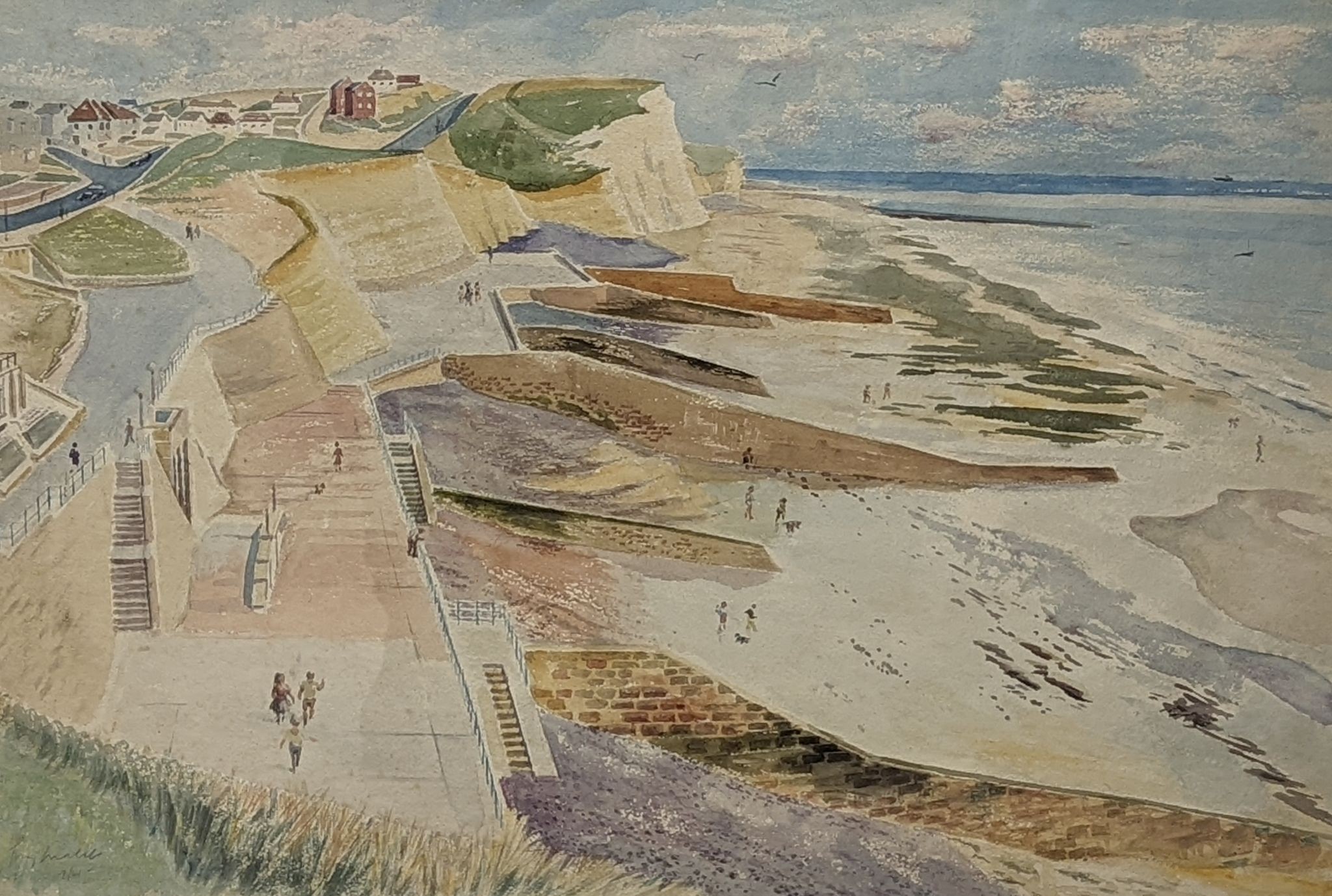Guy Malet, watercolou, Coastal scene, signed and dated '61, 36 x 53cm